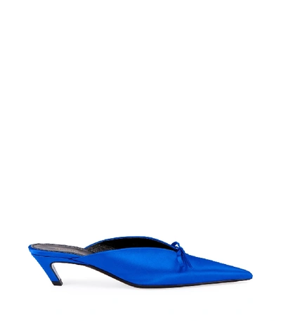 Balenciaga Satin Knife Bow Mules 40 In Blue