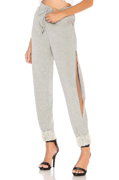 Marled X Olivia Culpo Side Slit Jogger Trouser In Grey. In Heather Grey