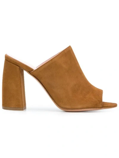 Anna F Block Heel Mules In Neutrals