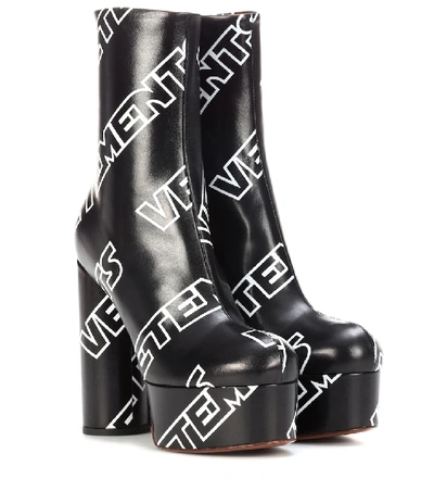 Vetements Black Printed Logo Platform Boots In Black