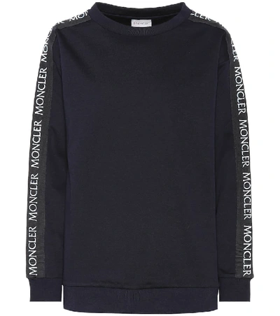 Moncler Logo-embroidered Cotton Sweatshirt In Navy