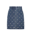 GUCCI EMBELLISHED DENIM SKIRT,P00317094