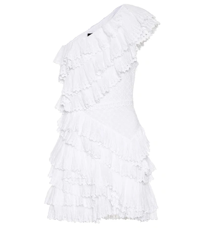 Isabel Marant Zeller One-shoulder Ruffled Broderie Anglaise Cotton Mini Dress In White