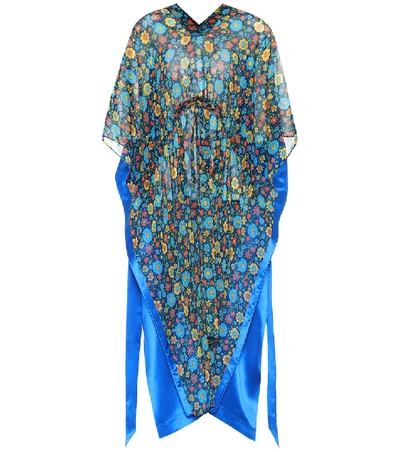 Balenciaga 花卉真丝缎布罩衫裙 In Multicoloured