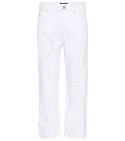 Isabel Marant Ronny Broderie-anglaise Cropped Jeans In White