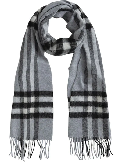 Burberry Giant Check Cashmere Scarf - 蓝色 In Dusty Blue