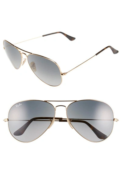 Ray Ban Large Icons 62mm Aviator Sunglasses In Gold/ Grey