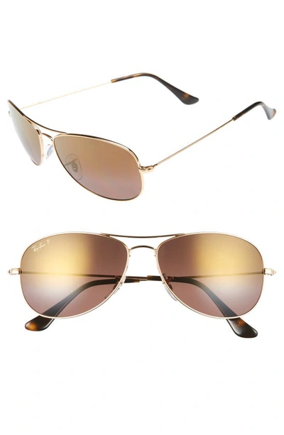 Ray Ban Tech 59mm Polarized Sunglasses In Gold/ Purple