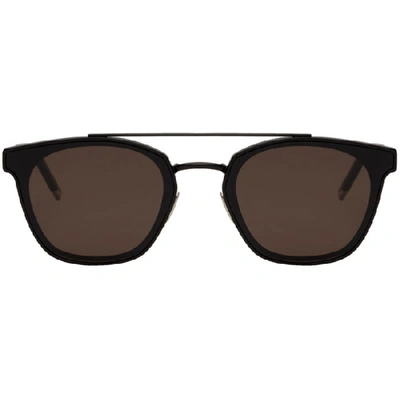 Saint Laurent Eyewear 飞行员风格方框太阳眼镜 - 黑色 In Black
