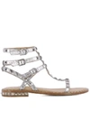 ASH SILVER LEATHER SANDALS,10566193
