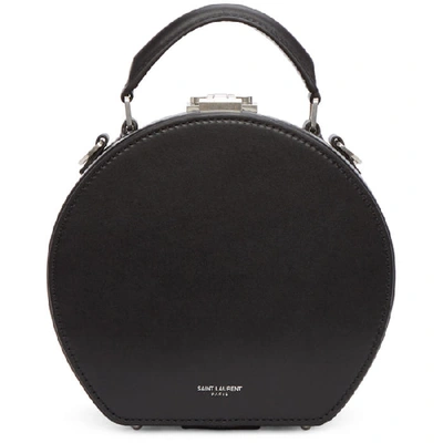 Saint Laurent Mica Leather Top-handle Hat Box Bag W/ Crossbody Strap In Black