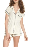 Eberjey Gisele Relaxed Jersey Knit Short Pajamas In Ivory/navy