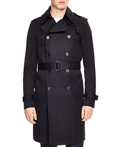 Sandro Tailored Trench Coat In Blue