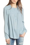 Ag Jess Quarter-placket Long-sleeve Shirt In Faded Sea Breeze