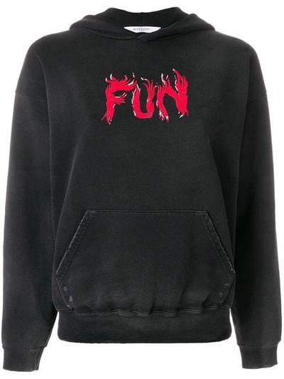 Givenchy Fun Printed Hooded Cotton Sweatshirt In Black