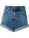 ONE TEASPOON ONE TEASPOON STRIPE DETAIL HIGH WAISTED SHORTS - BLUE,2037112856769