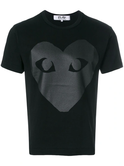 Comme Des Garçons Play Comme Des Garcons Play Black And Carbon Glossy Heart Logo T-shirt In Black