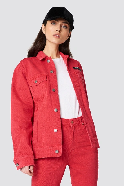 Cheap Monday Oversized Denim Jacket With Logo Label - Red