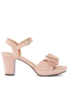 CHIE MIHARA Chie Mihara Blossom Nude Suede Heeled Sandal With Flower,10566459