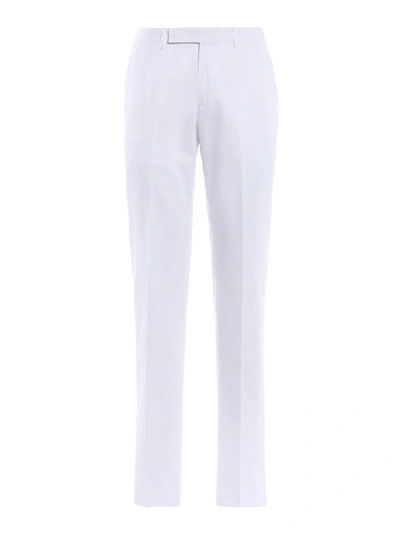 Ermenegildo Zegna Tapered Slim-fit Cotton Trousers In White