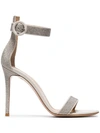 GIANVITO ROSSI WHITE CRYSTAL 105 LEATHER SANDAL,G6016915RIC12521605