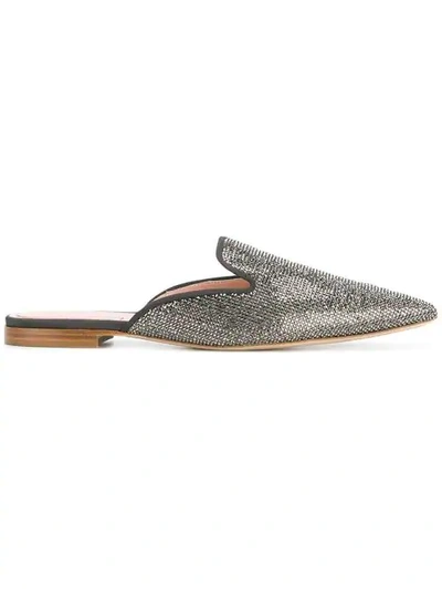 Alberta Ferretti Studded Pointed Slippers In Grey