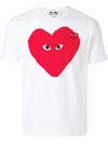 Comme Des Garçons Big Heart Graphic Tee In White
