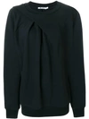 ALEXANDER WANG T T BY ALEXANDER WANG DRAPED OVERSIZED SWEATSHIRT - BLACK,4C181002A412857688