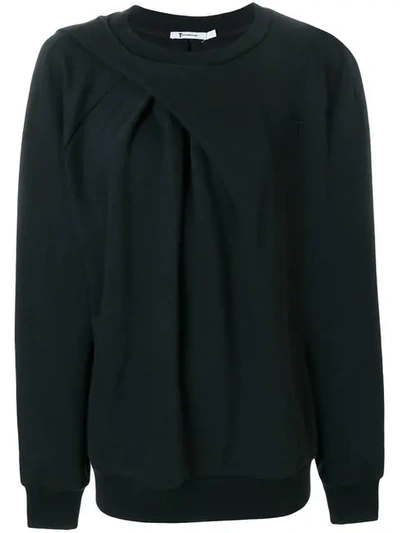 Alexander Wang Asymmetric Drape Sweatshirt In Black