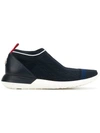 Moncler Giroflee Leather-paneled Stretch-knit Slip-on Sneakers In Blue