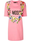 LOVE MOSCHINO floral logo T-shirt dress,W592305M389712838091