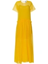 ROSIE ASSOULIN SEMI SHEER RUFFLE LONG SILK DRESS,182D15CV12508592