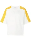 DIMA LEU yellow striped sleeve T-shirt,TS120A1112852086