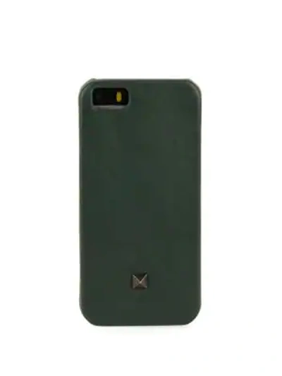 Valentino Garavani Leather Iphone Case- 5/5s In Dark Green