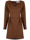 LILLY SARTI LILLY SARTI PLEAT DETAILS DRESS - BROWN,ROVE017312721280
