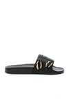 GIVENCHY GIVENCHY RUBBER LIP EMBROIDERED SLIDES IN BLACK