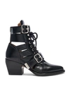 Chloé Rylee Cutout Glossed-leather Ankle Boots In Black