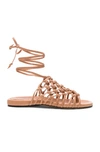 ALUMNAE ALUMNAE KNOTTED LEATHER ANKLE WRAP SANDALS IN NEUTRALS
