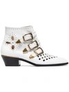 CHLOÉ WHITE SUSANNA 30 STUDDED LEATHER BOOTS,CHC18U1340712712550