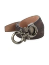 FERRAGAMO Adjustable Crocodile-Embossed Nubuck Gancini Buckle Belt