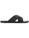 RODO RODO NEOPRENE TEXTURED CRISS CROSS SANDALS - BLACK,S972212867382