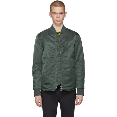 Acne Studios Blue Mylon Shine Bomber Jacket In Steel Blue