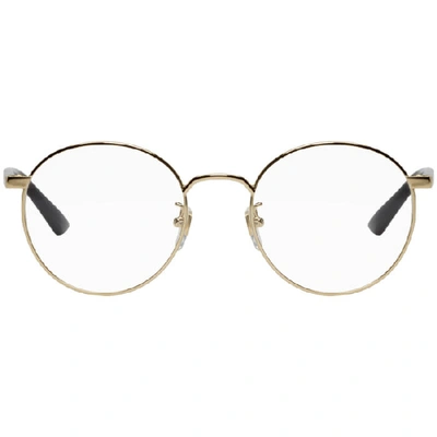 Gucci Unisex Universal Fit Round Metal Sunglasses In Gold/clear