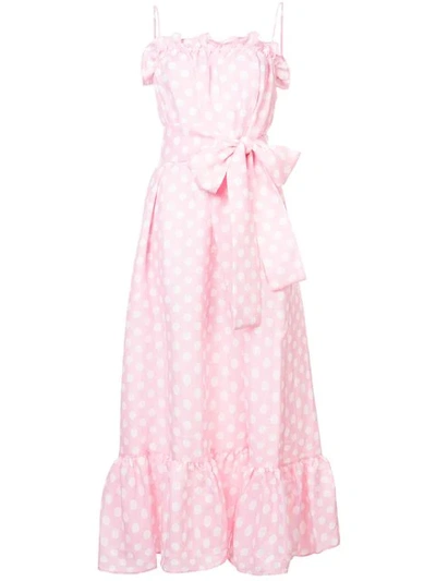 Lisa Marie Fernandez Polka Dot Tie Waist Maxi Dress In Pink