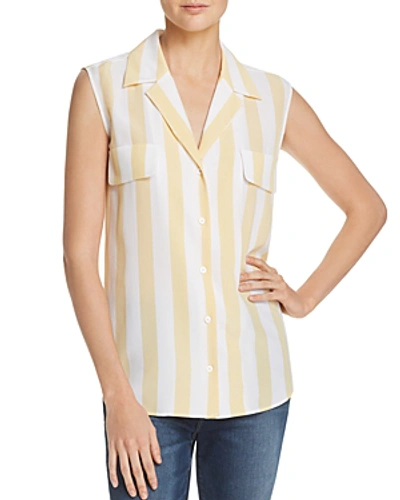 Frame True Striped Sleeveless Silk Shirt In Golden Haze Multi