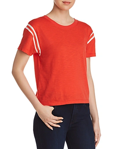 Pam & Gela Football Striped-inset Tee In Candy Red