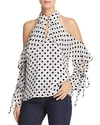 ALICE AND OLIVIA ALICE + OLIVIA BLAYNE POLKA DOT COLD-SHOULDER TOP,CC804P07046