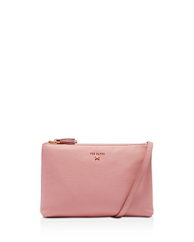 Ted Baker Suzette Leather Double Zipped Leather Crossbody In Pink