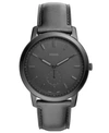 FOSSIL MEN'S MINIMALIST BLACK LEATHER STRAP WATCH 44MM