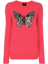 MARKUS LUPFER MARKUS LUPFER BUTTERFLY SEQUIN SWEATER - RED,KN231312849334